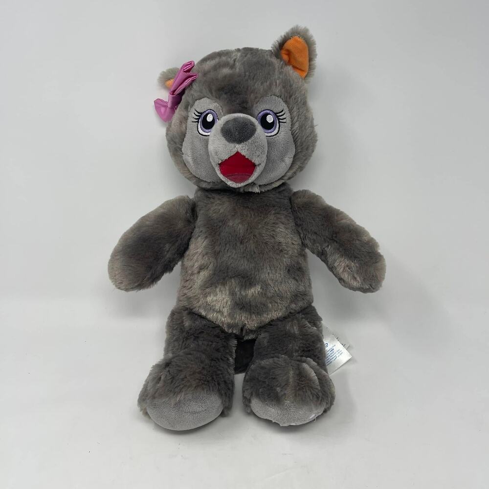 Build-A-Bear Violet the Wolf Dark Gray w/Pink Bow 16” Plush‎
